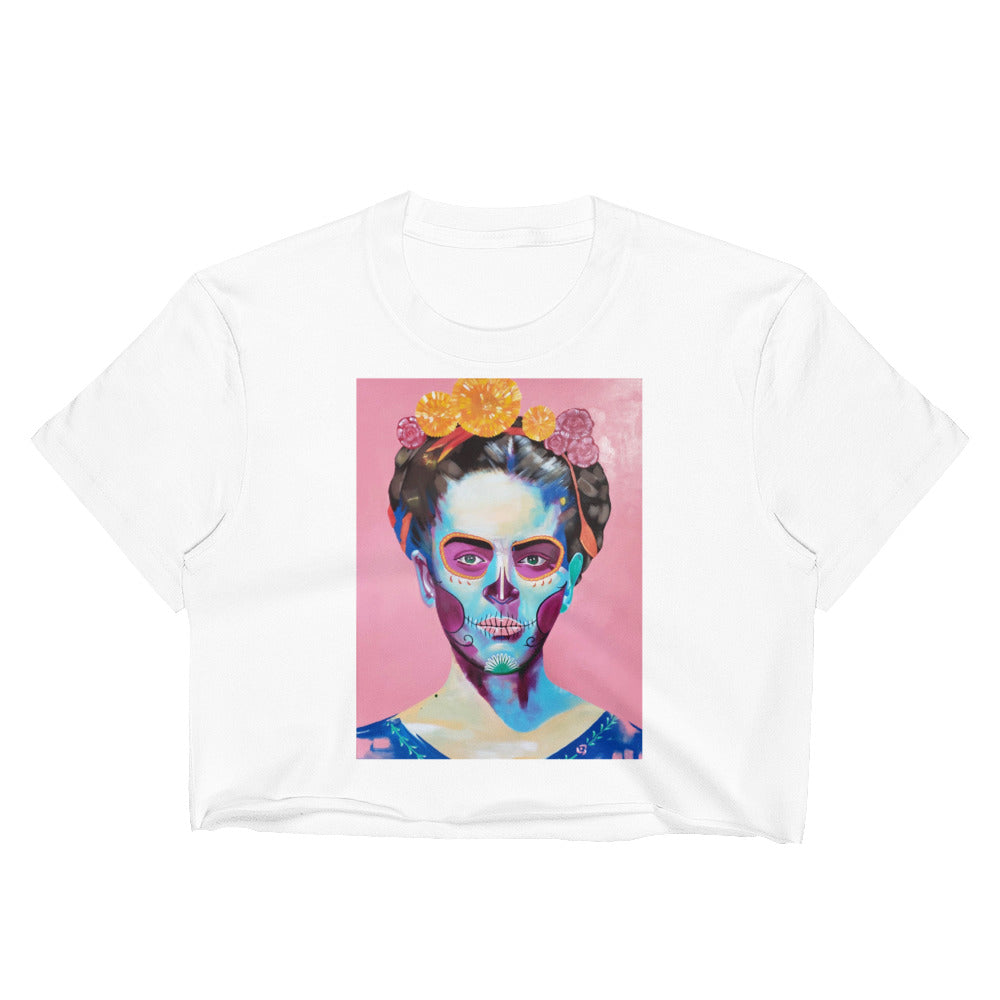 Women's Crop Top Frida Kahlo painting By Arturo Salgado